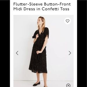 Madewell Flutter-Sleeve Button-Front Midi Dress MC363